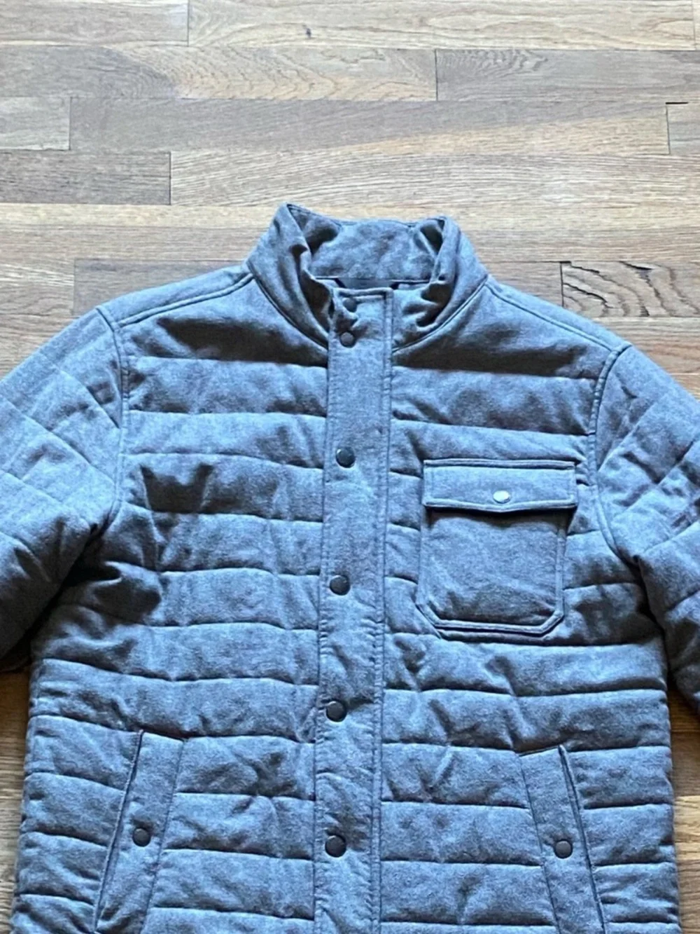 Faherty Mens Light Grey Heather Teton Valley Quilted Jacket